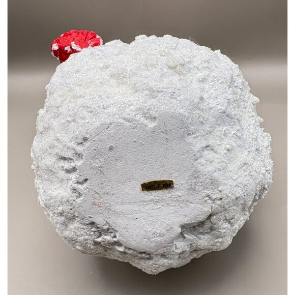 Vintage Snowman Christmas Figurine with Cardinal Bird & Red Accents Glitter - Picture 6 of 8